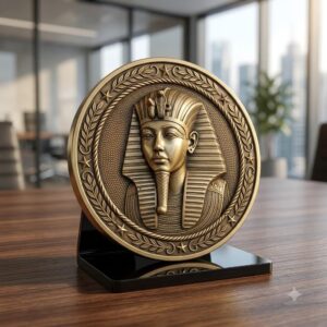 Egyptian Pharaoh Coin Engraving, Depth Map Relief, Bronze Sun God PNG Bundle