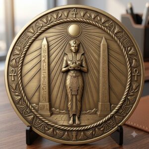 Egyptian Pharaoh Coin Engraving, Depth Map Relief, Bronze Sun God PNG Bundle