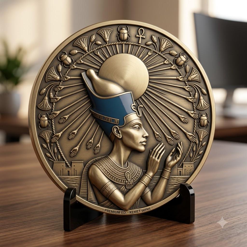 Egyptian Pharaoh Coin Engraving, Depth Map Relief, Bronze Sun God PNG Bundle
