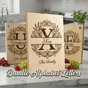 Family Name Monogram, Elegant Surname Laser Engraving File