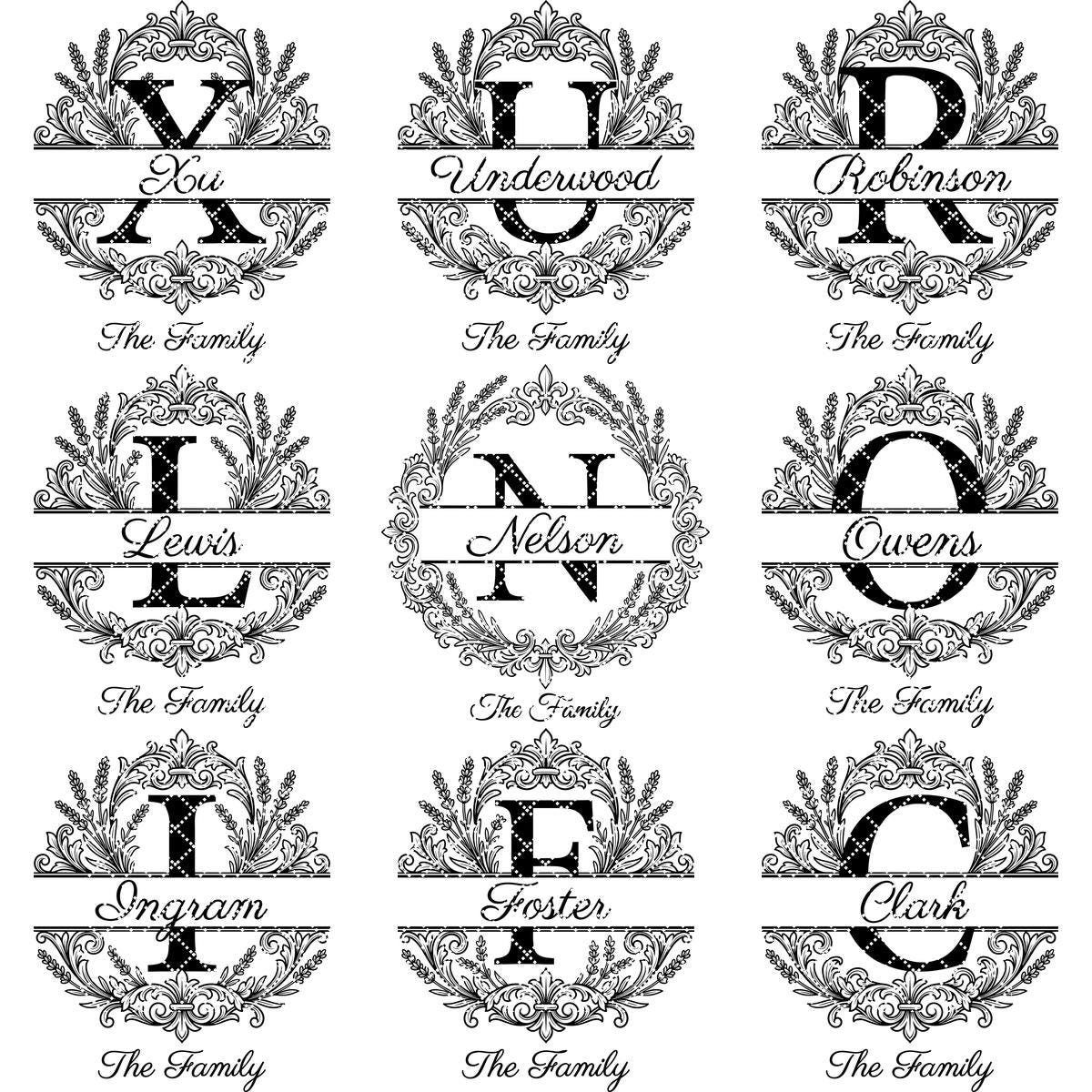 Family Name Monogram, Elegant Surname Laser Engraving File