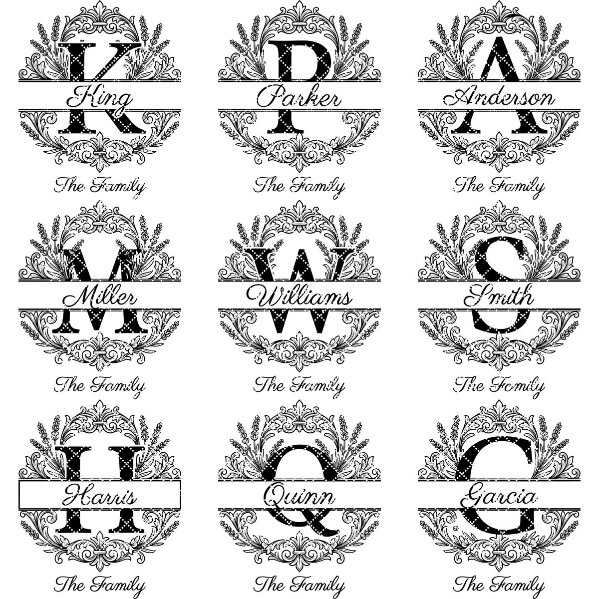 Family Name Monogram, Elegant Surname Laser Engraving File