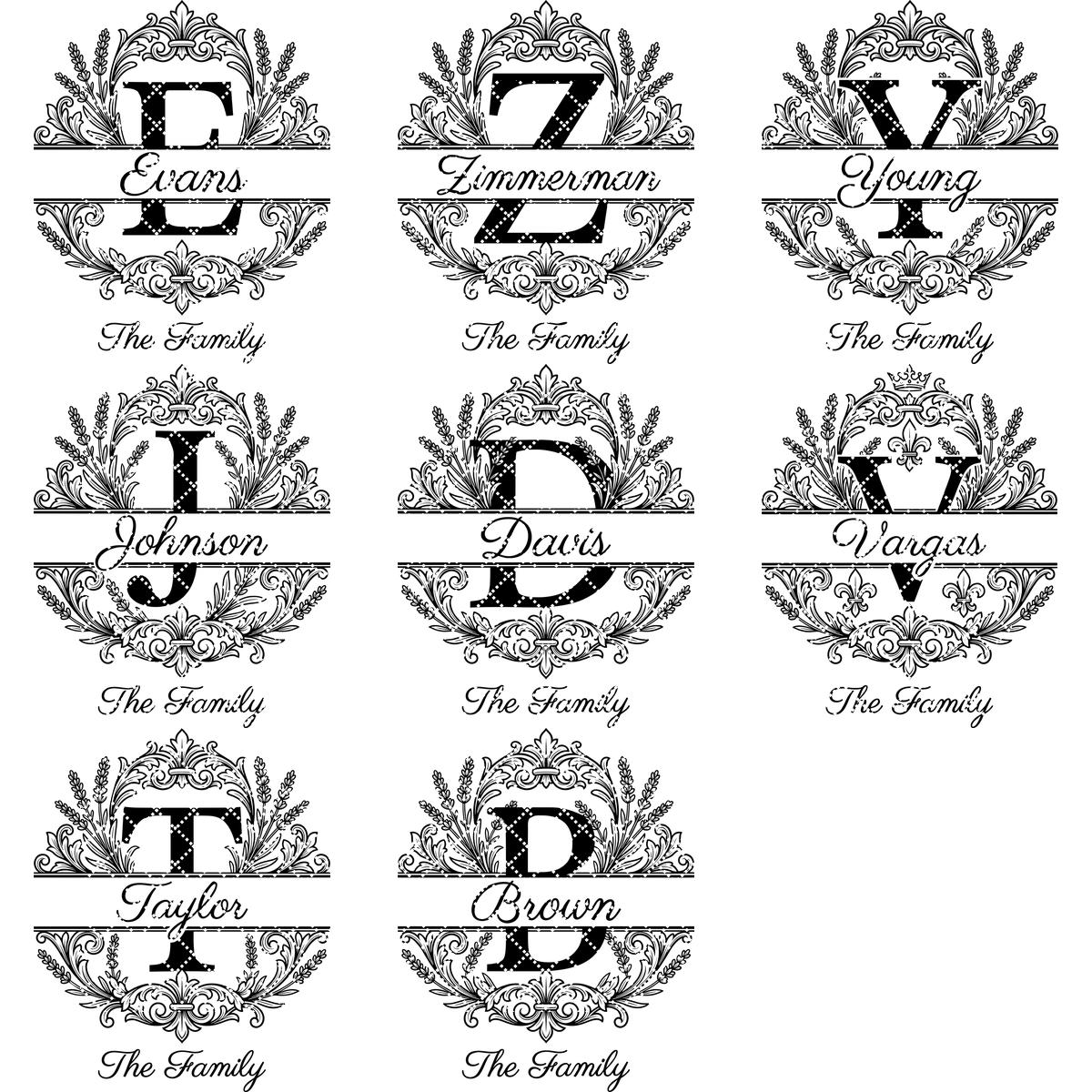 Family Name Monogram, Elegant Surname Laser Engraving File