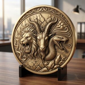 Fantasy Bestiary Laser Engraving File, Mythic Creature Coin Relief Depth Map PNG