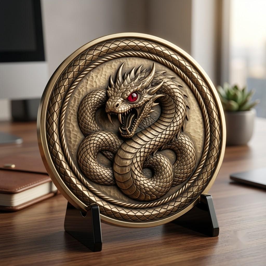 Fantasy Bestiary Laser Engraving File, Mythic Creature Coin Relief Depth Map PNG