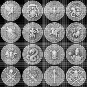 Fantasy Bestiary Laser Engraving File, Mythic Creature Coin Relief Depth Map PNG
