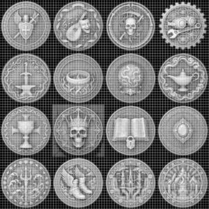 Fantasy Bestiary Laser Engraving File, Mythic Creature Coin Relief Depth Map PNG