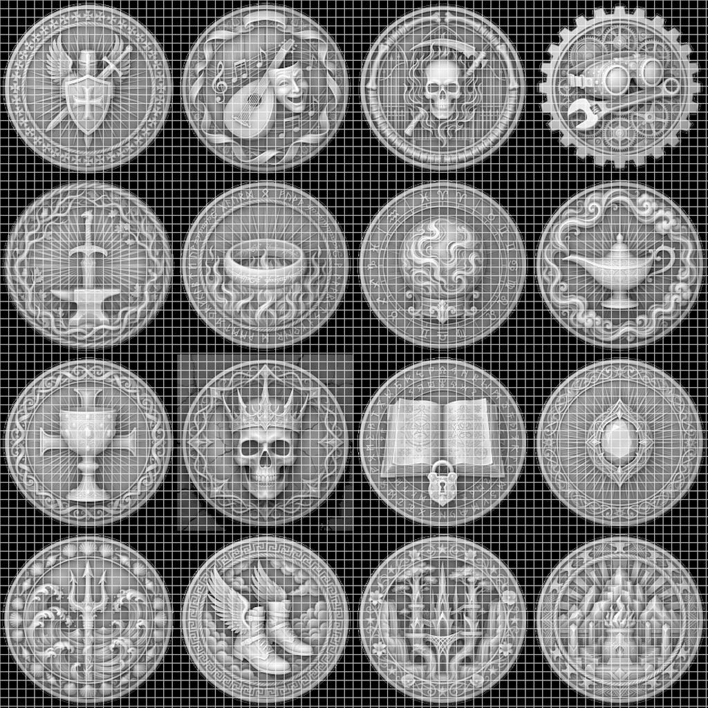 Fantasy Bestiary Laser Engraving File, Mythic Creature Coin Relief Depth Map PNG