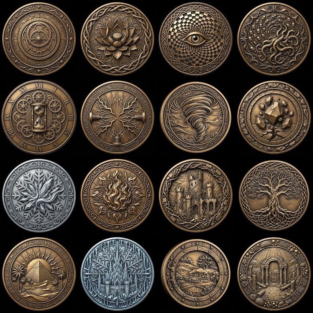 Fantasy Bestiary Laser Engraving File, Mythic Creature Coin Relief Depth Map PNG