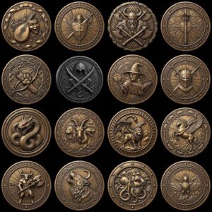 Fantasy Bestiary Laser Engraving File, Mythic Creature Coin Relief Depth Map PNG