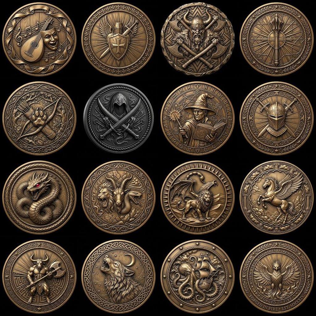 Fantasy Bestiary Laser Engraving File, Mythic Creature Coin Relief Depth Map PNG