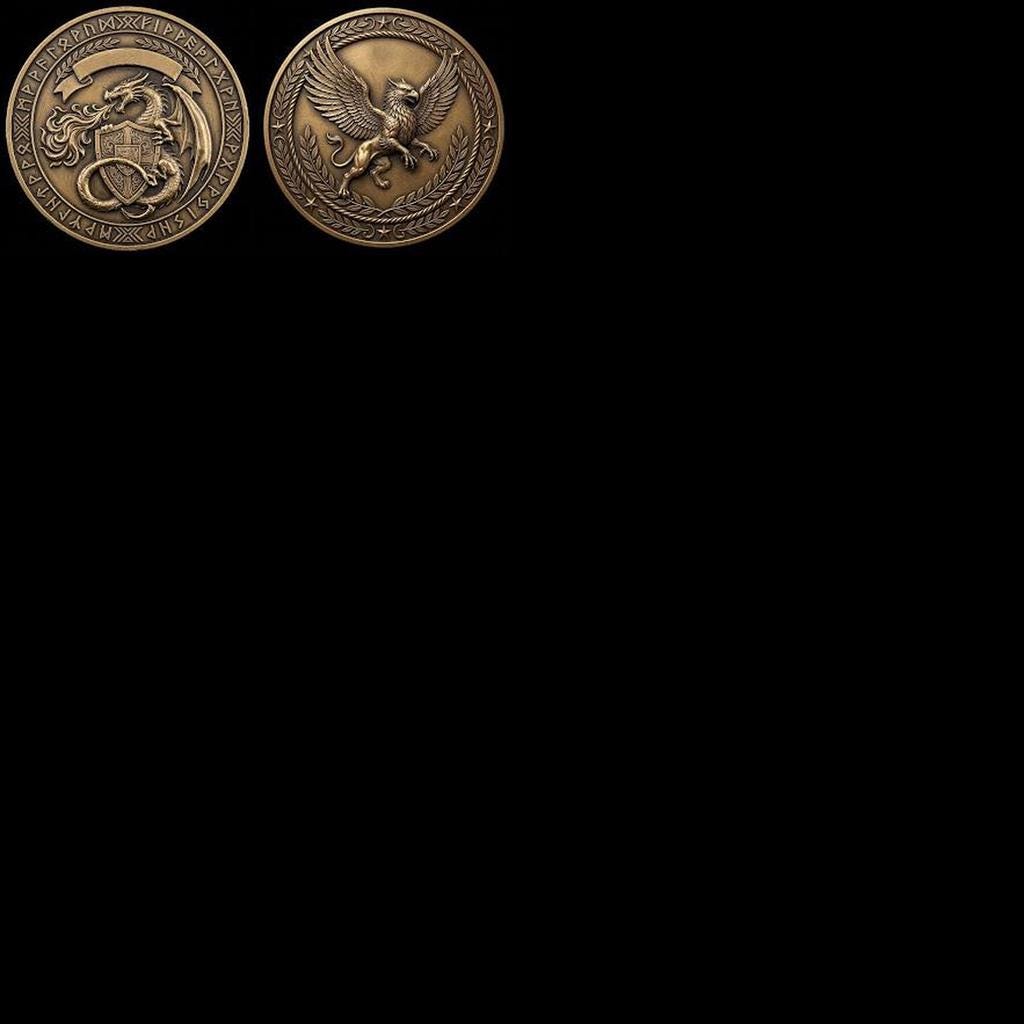Fantasy Bestiary Laser Engraving File, Mythic Creature Coin Relief Depth Map PNG