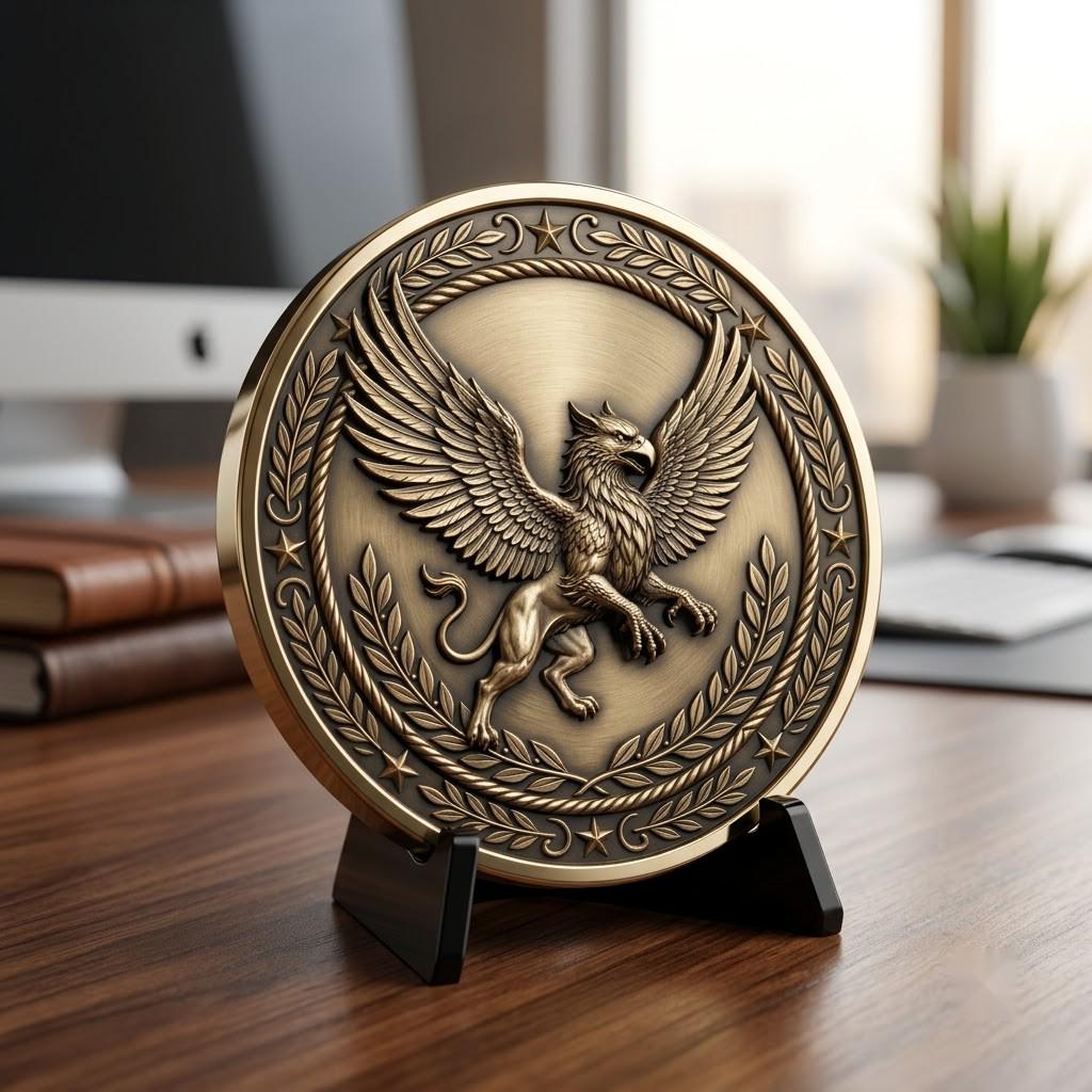 Fantasy Bestiary Laser Engraving File, Mythic Creature Coin Relief Depth Map PNG