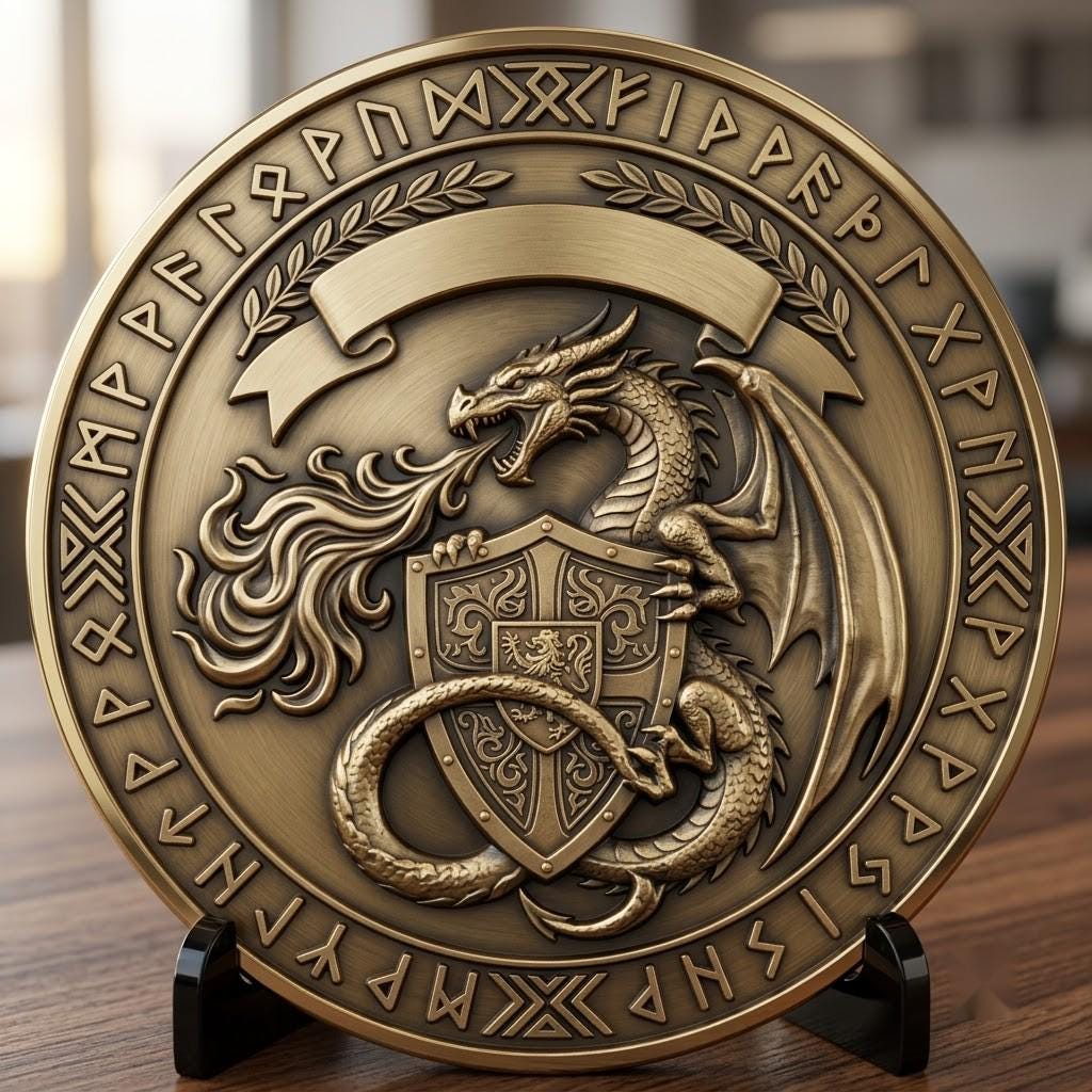 Fantasy Bestiary Laser Engraving File, Mythic Creature Coin Relief Depth Map PNG