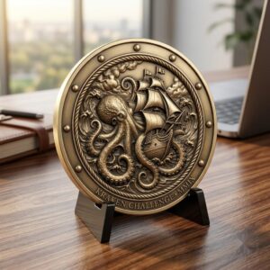 Fantasy Bestiary Laser Engraving File, Mythic Creature Coin Relief Depth Map PNG