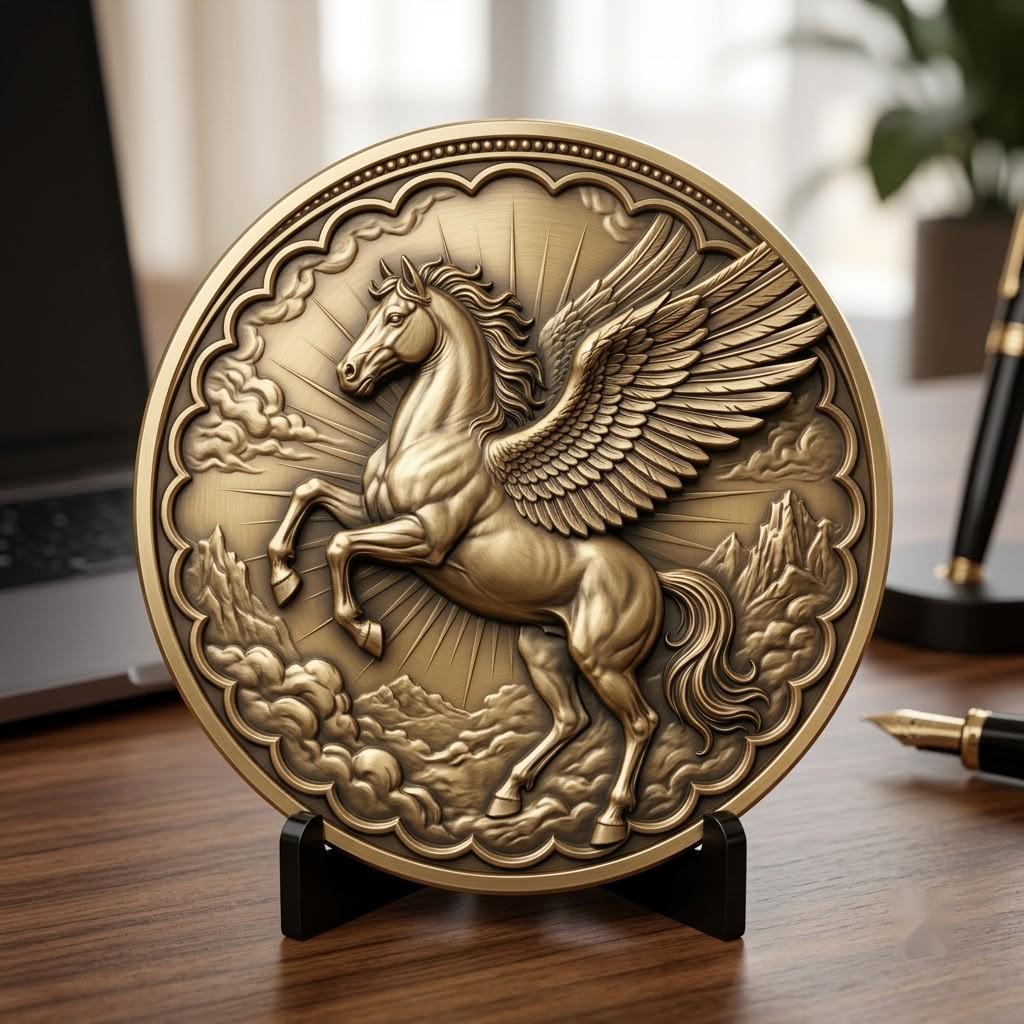 Fantasy Bestiary Laser Engraving File, Mythic Creature Coin Relief Depth Map PNG