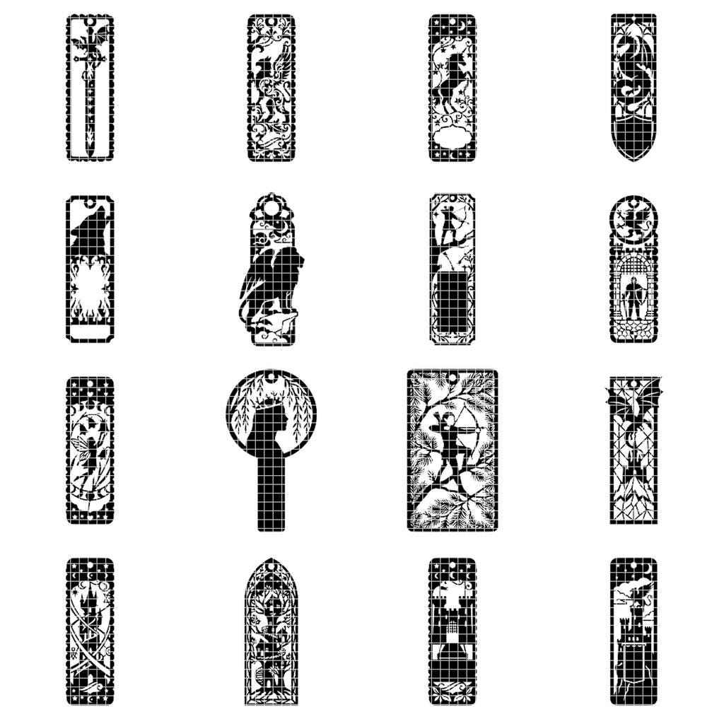 Fantasy Bookmark Bundle, 28 Intricate Dragon Designs, Mythical Beast Silhouettes