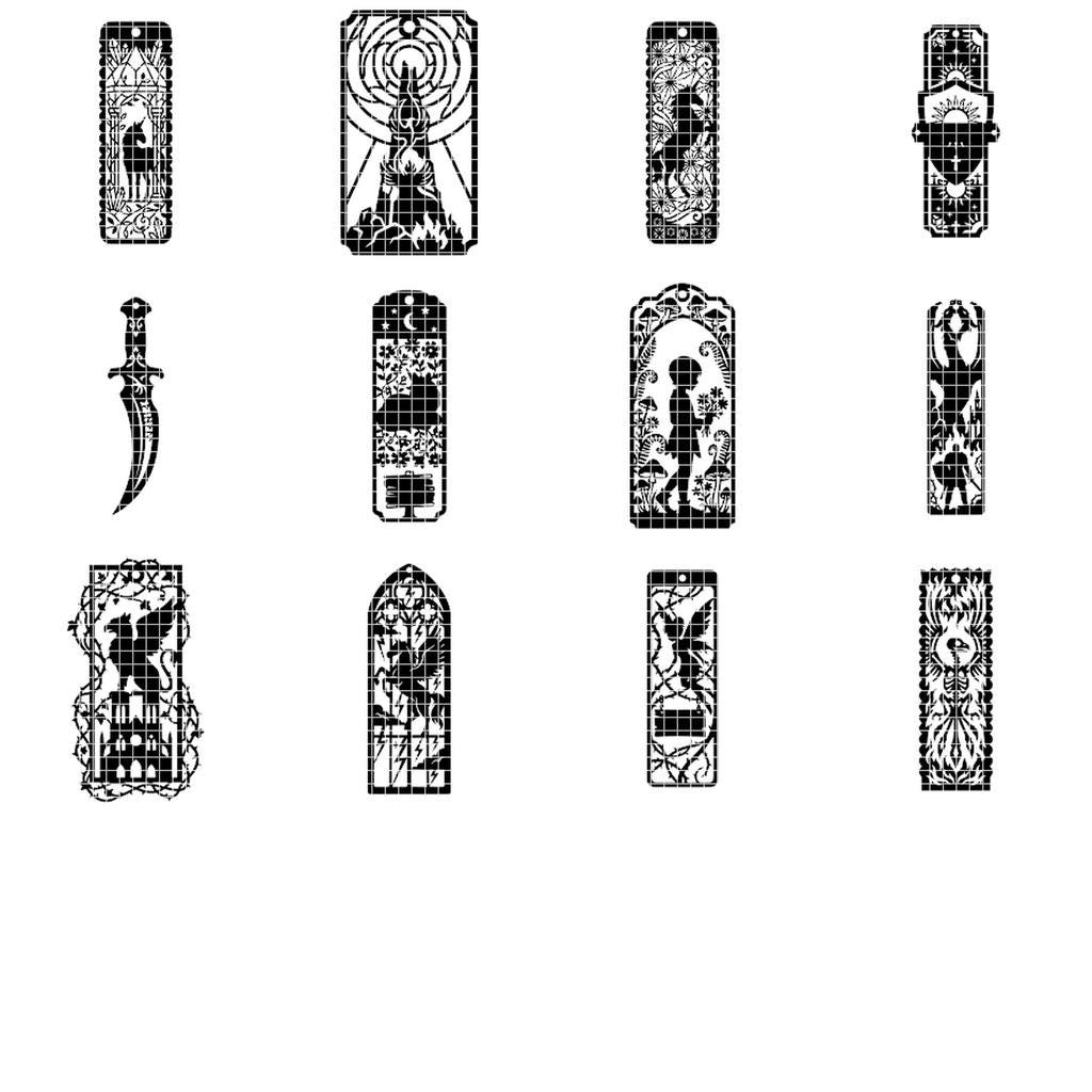 Fantasy Bookmark Bundle, 28 Intricate Dragon Designs, Mythical Beast Silhouettes