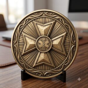 Firefighter Coin Laser Engraving File, First Responder Medal Relief Depth Map