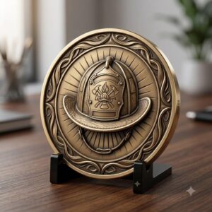 Firefighter Coin Laser Engraving File, First Responder Medal Relief Depth Map