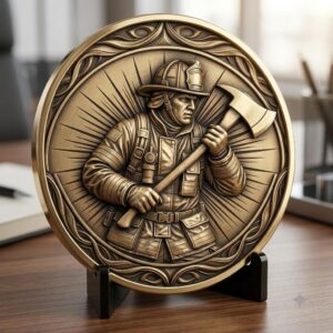 Firefighter Coin Laser Engraving File, First Responder Medal Relief Depth Map
