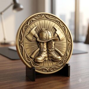 Firefighter Coin Laser Engraving File, First Responder Medal Relief Depth Map