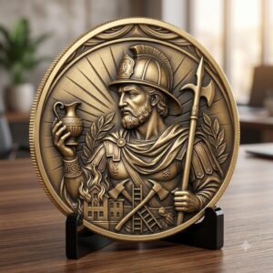 Firefighter Coin Laser Engraving File, First Responder Medal Relief Depth Map