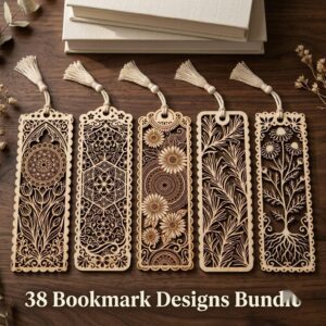 Floral Mandala Bookmark Bundle, Henna Bookmarks, Laser File
