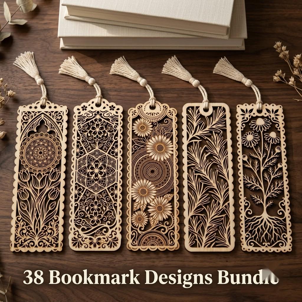 Floral Mandala Bookmark Bundle, Henna Bookmarks, Laser File