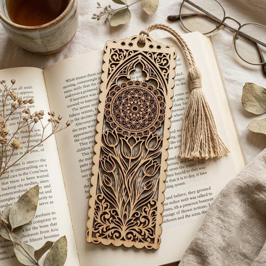 Floral Mandala Bookmark Bundle, Henna Bookmarks, Laser File