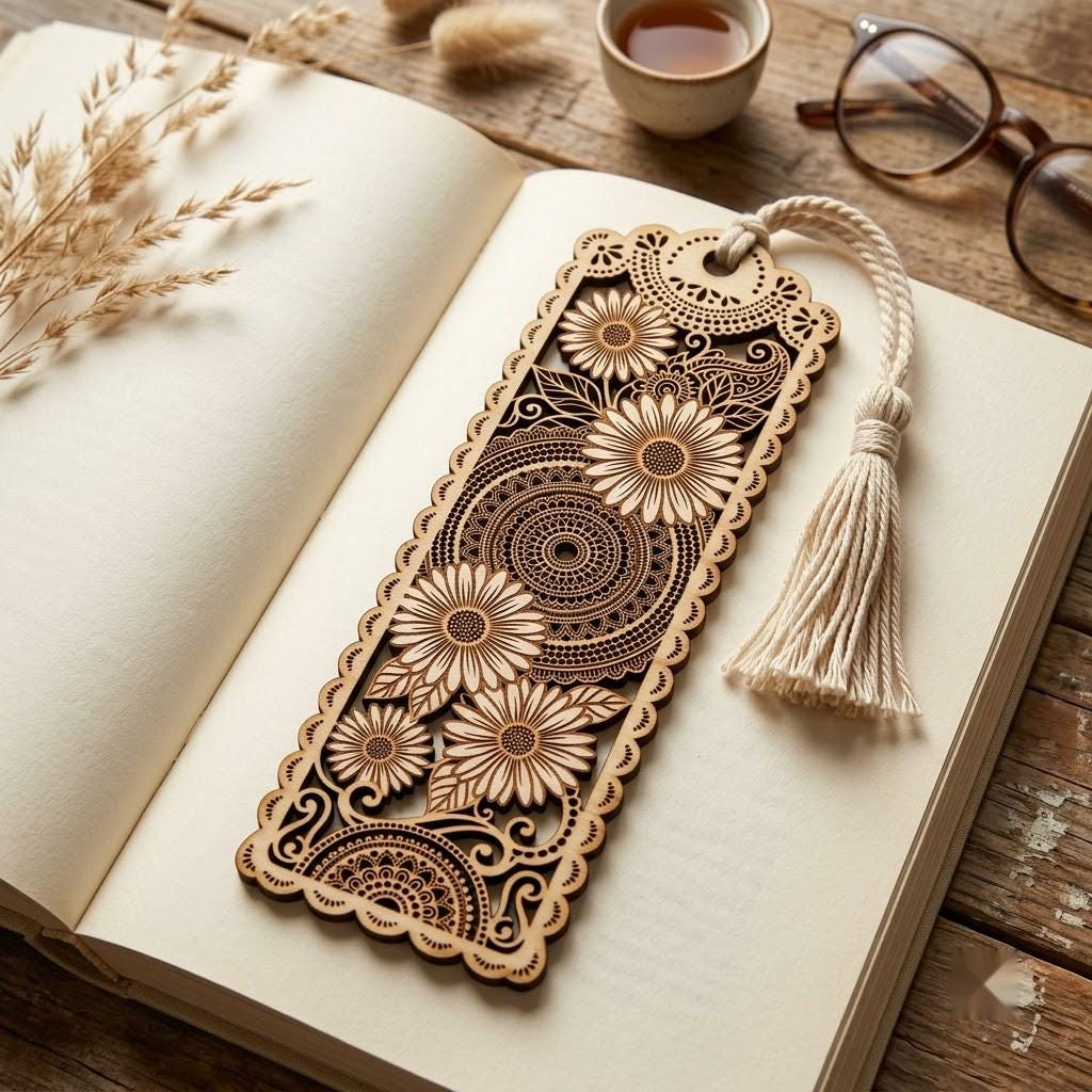 Floral Mandala Bookmark Bundle, Henna Bookmarks, Laser File