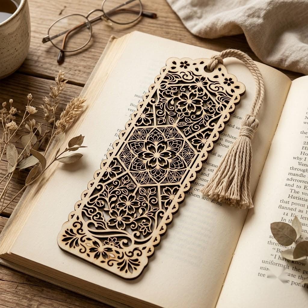 Floral Mandala Bookmark Bundle, Henna Bookmarks, Laser File