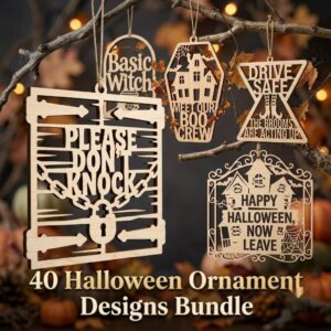Funny Sarcastic Ghost Door Hanger Bundle, Anti Social Halloween Sign Decor