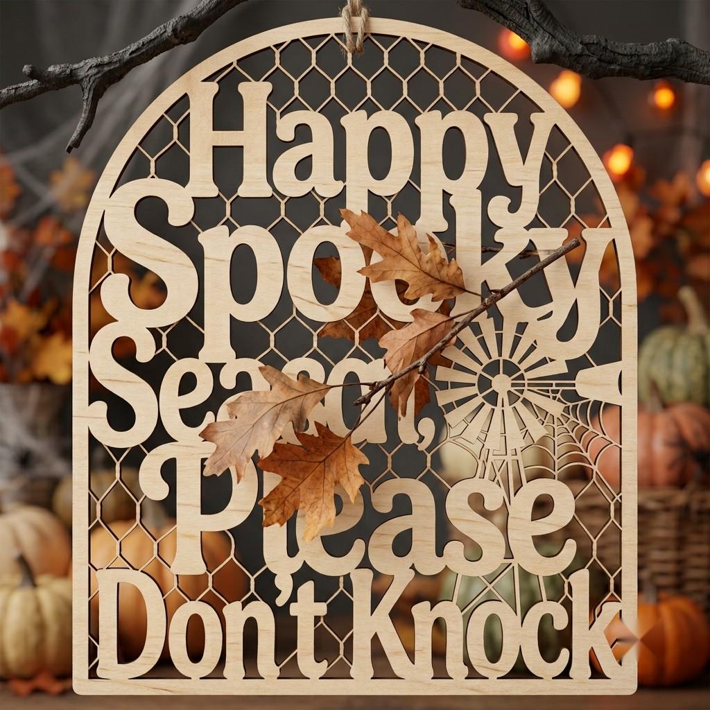 Funny Sarcastic Ghost Door Hanger Bundle, Anti Social Halloween Sign Decor