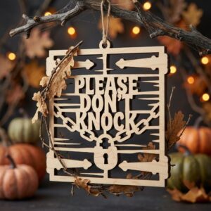 Funny Sarcastic Ghost Door Hanger Bundle, Anti Social Halloween Sign Decor