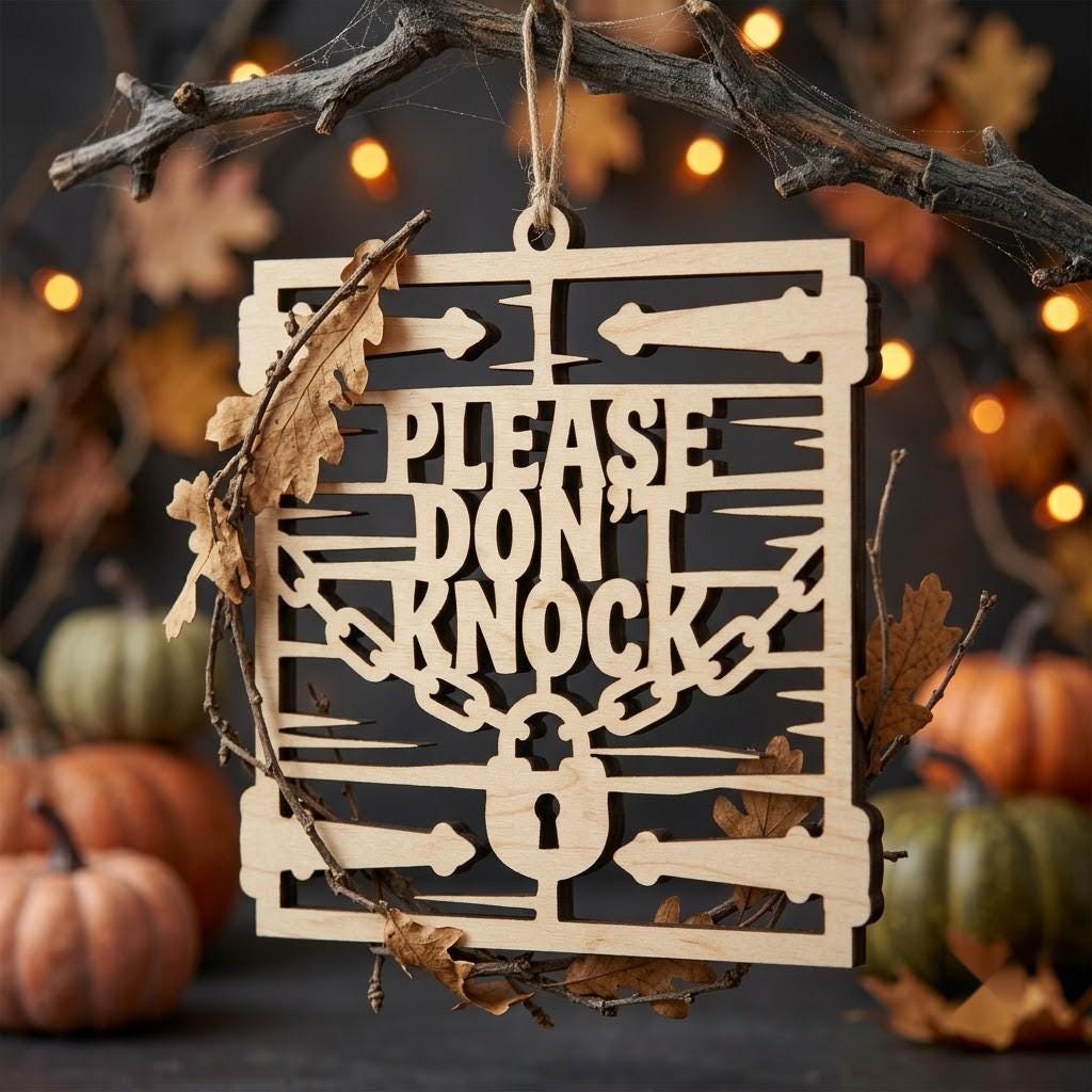 Funny Sarcastic Ghost Door Hanger Bundle, Anti Social Halloween Sign Decor