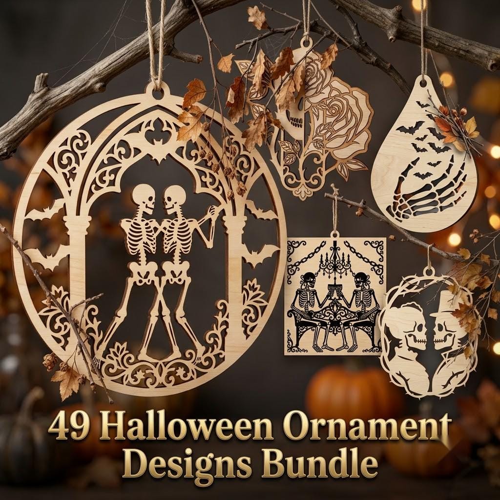 Gothic Skull Ornament Bundle, Multi Layer Skeleton Floral Dark Decor