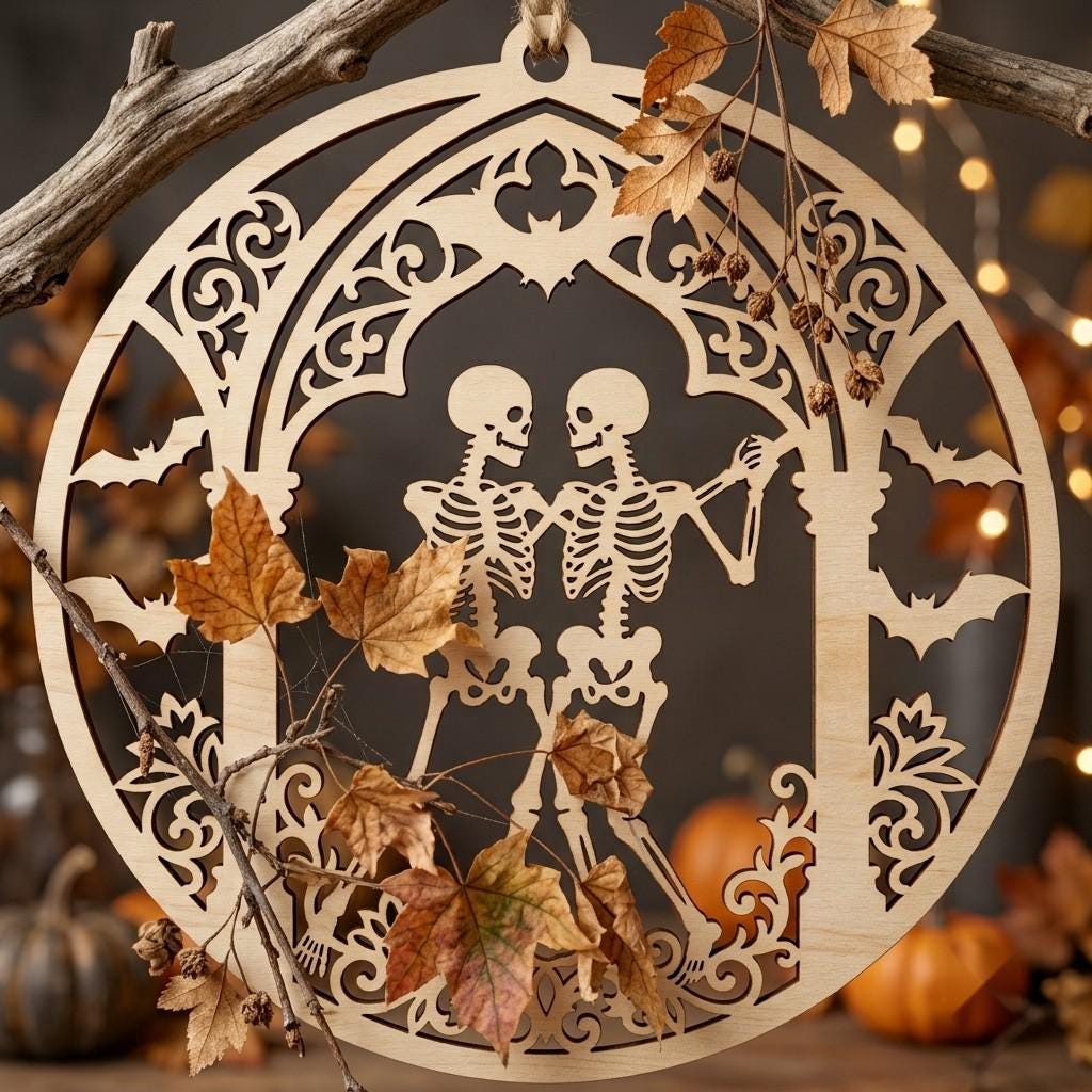 Gothic Skull Ornament Bundle, Multi Layer Skeleton Floral Dark Decor