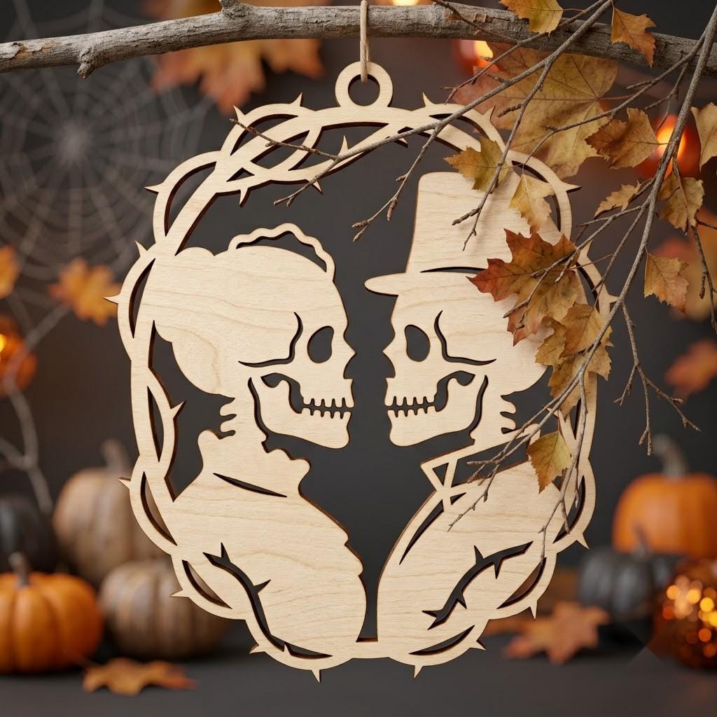 Gothic Skull Ornament Bundle, Multi Layer Skeleton Floral Dark Decor