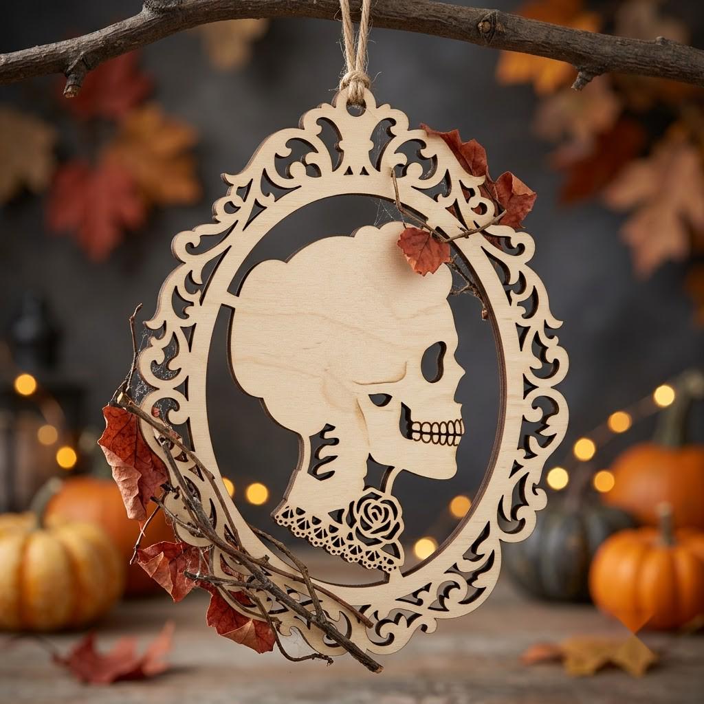 Gothic Skull Ornament Bundle, Multi Layer Skeleton Floral Dark Decor