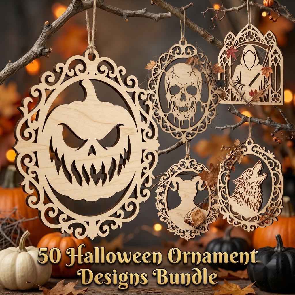 Gothic Victorian Halloween Ornament, Horror Portrait, Scary Wall Decor Bundle