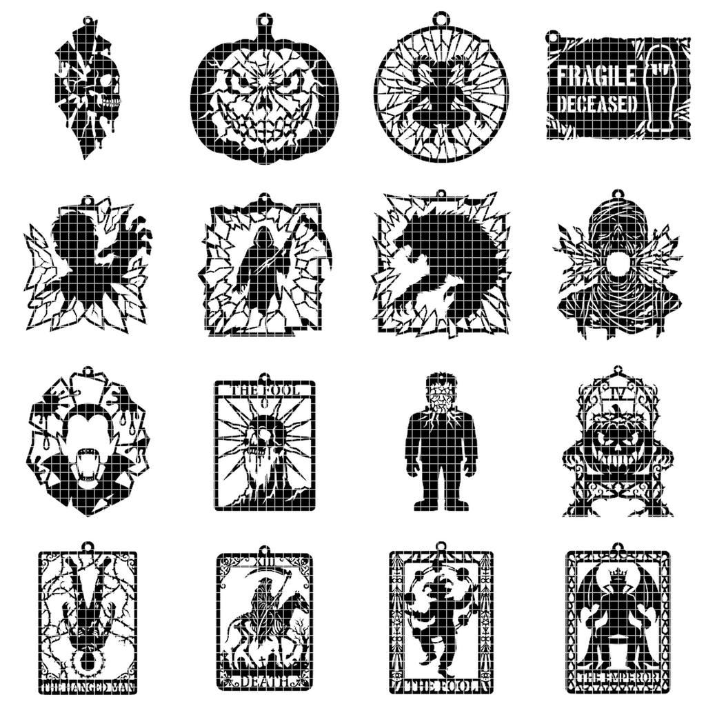 Gothic Victorian Halloween Ornament, Horror Portrait, Scary Wall Decor Bundle
