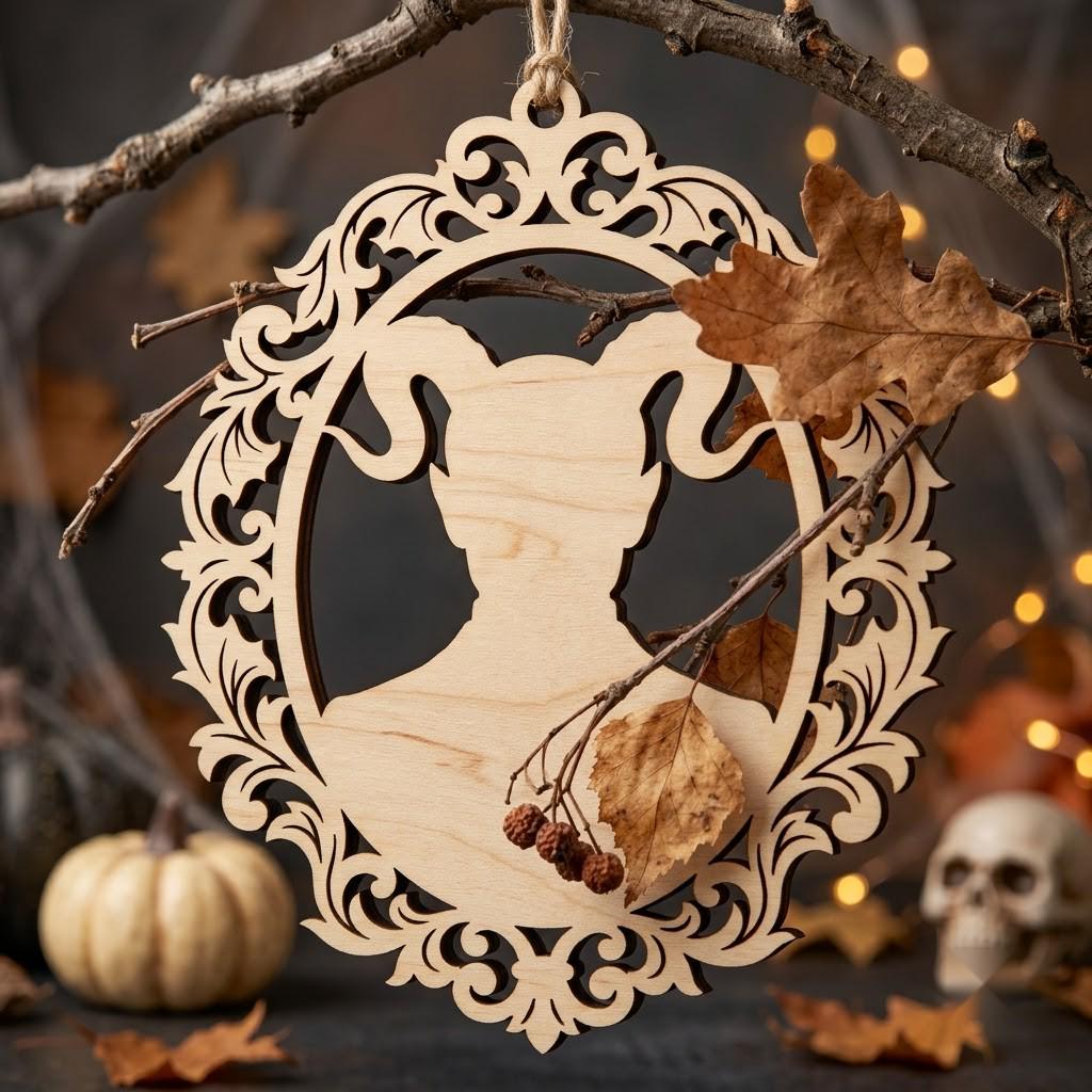 Gothic Victorian Halloween Ornament, Horror Portrait, Scary Wall Decor Bundle