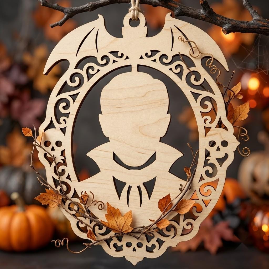 Gothic Victorian Halloween Ornament, Horror Portrait, Scary Wall Decor Bundle