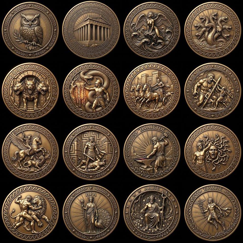 Greek Hero Relief Depth Map, Ancient Bronze Challenge Coin Laser File