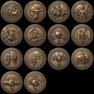 Greek Hero Relief Depth Map, Ancient Bronze Challenge Coin Laser File