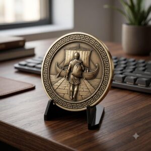 Greek Hero Relief Depth Map, Ancient Bronze Challenge Coin Laser File