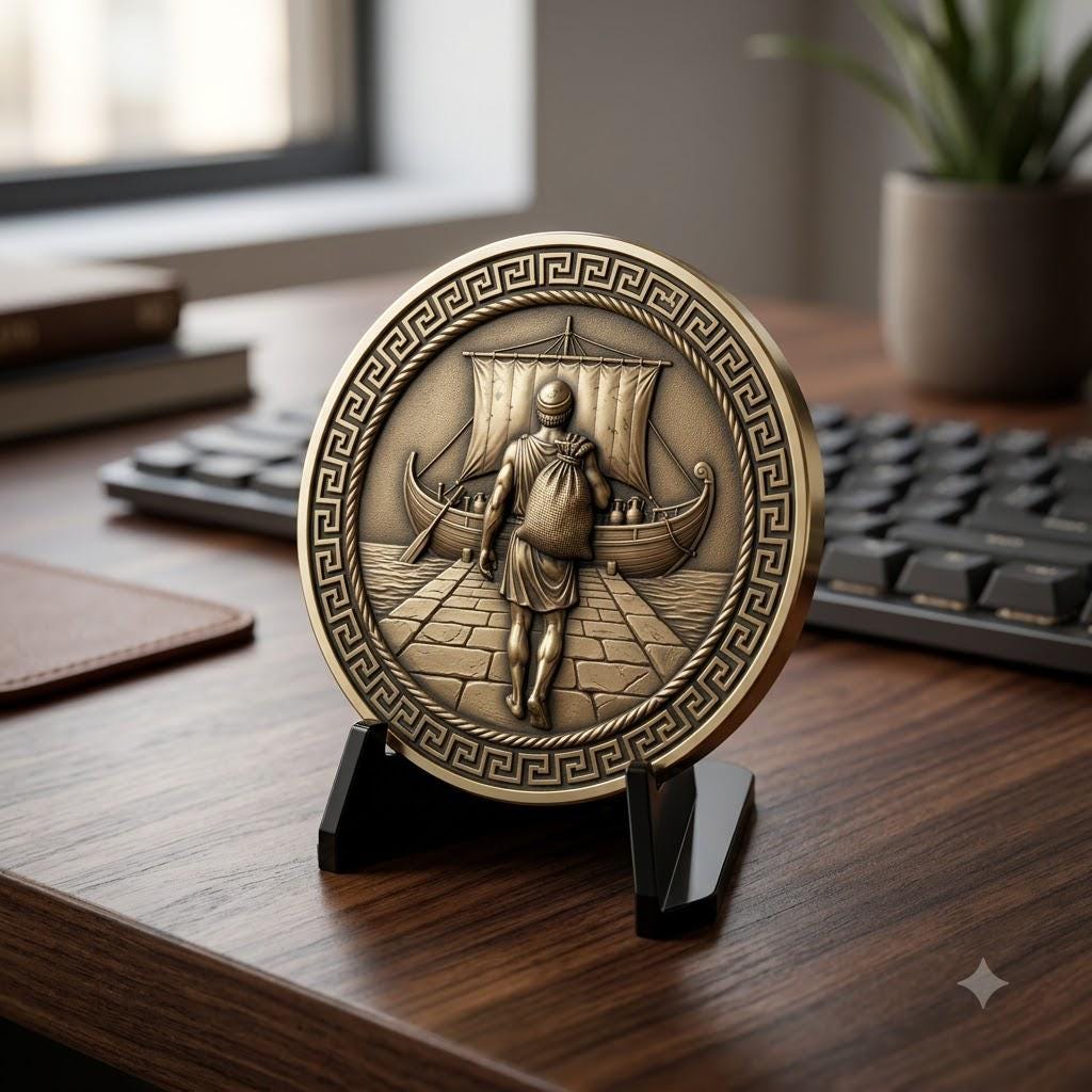 Greek Hero Relief Depth Map, Ancient Bronze Challenge Coin Laser File
