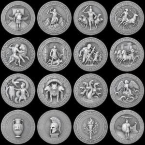 Greek Hero Relief Depth Map, Ancient Bronze Challenge Coin Laser File