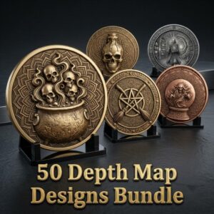 Halloween Arcane Challenge Token, Esoteric Relief File, Laser Engraving Depth Map